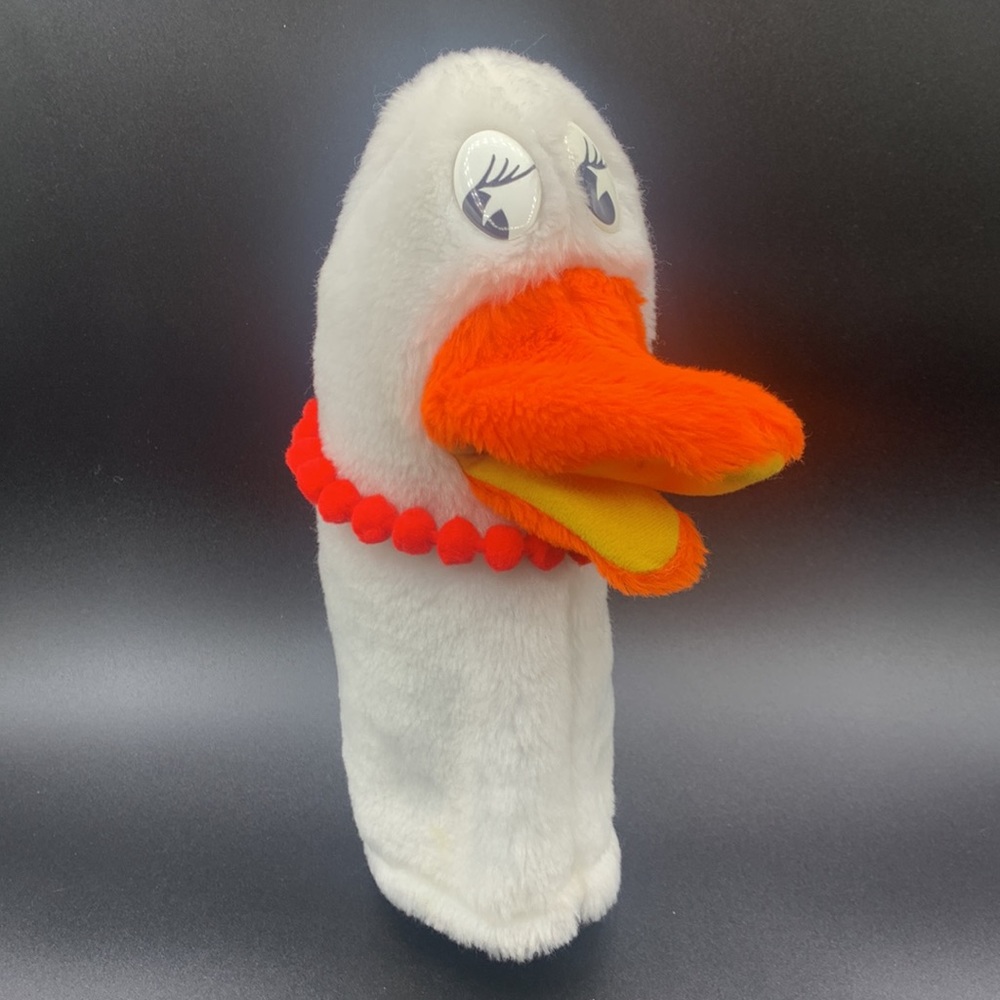 Vintage Rare Ten Publications Gilly Goose Plush Hand Puppet Red Pom Pom Necklace